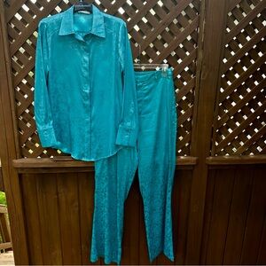 12th Tribe St Barth Satin Pants and Shirt Set